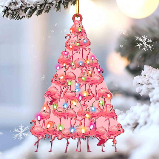 Flamingo Christmas Tree Shaped Acrylic Ornament For Flamingo Lovers OO3336