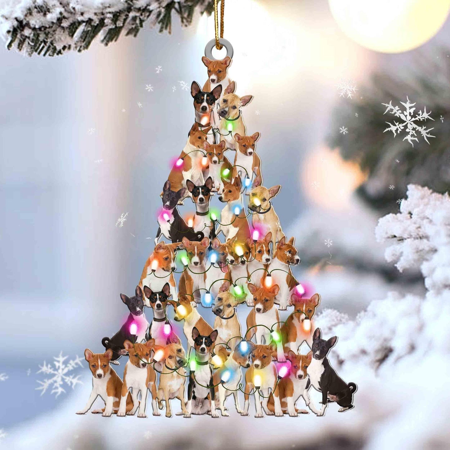 Basenji Christmas Tree Shaped Acrylic Ornament For Basenji Lovers OO3338