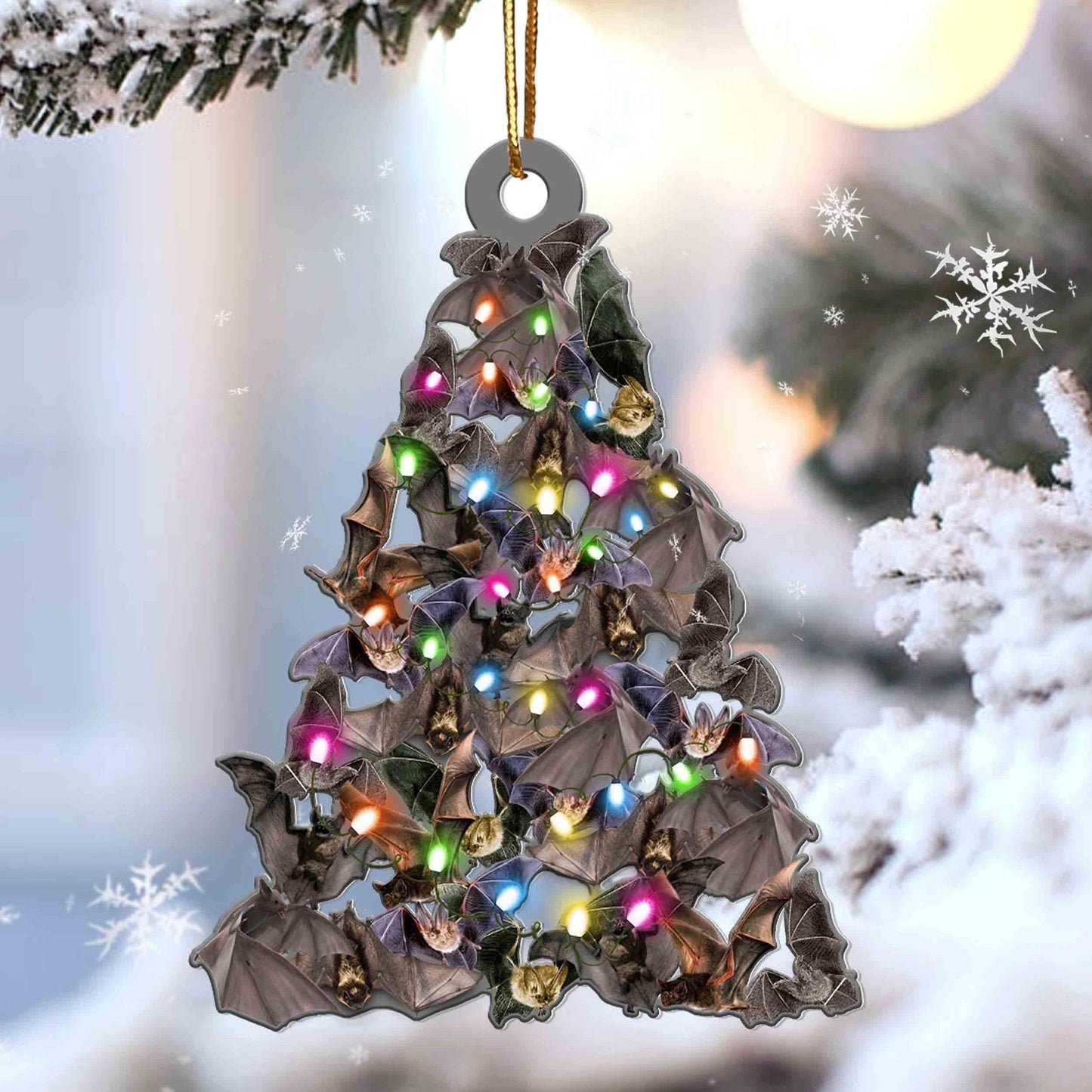 Bat Christmas Tree Shaped Acrylic Ornament For Bat Lovers OO3305