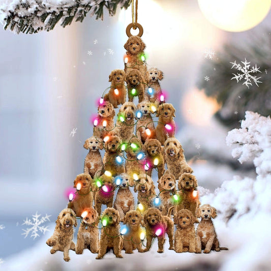 Goldendoodle Christmas Tree Shaped Ornament For Goldendoodle Lover Custom Acrylic Ornament For Dog Mom OO3314