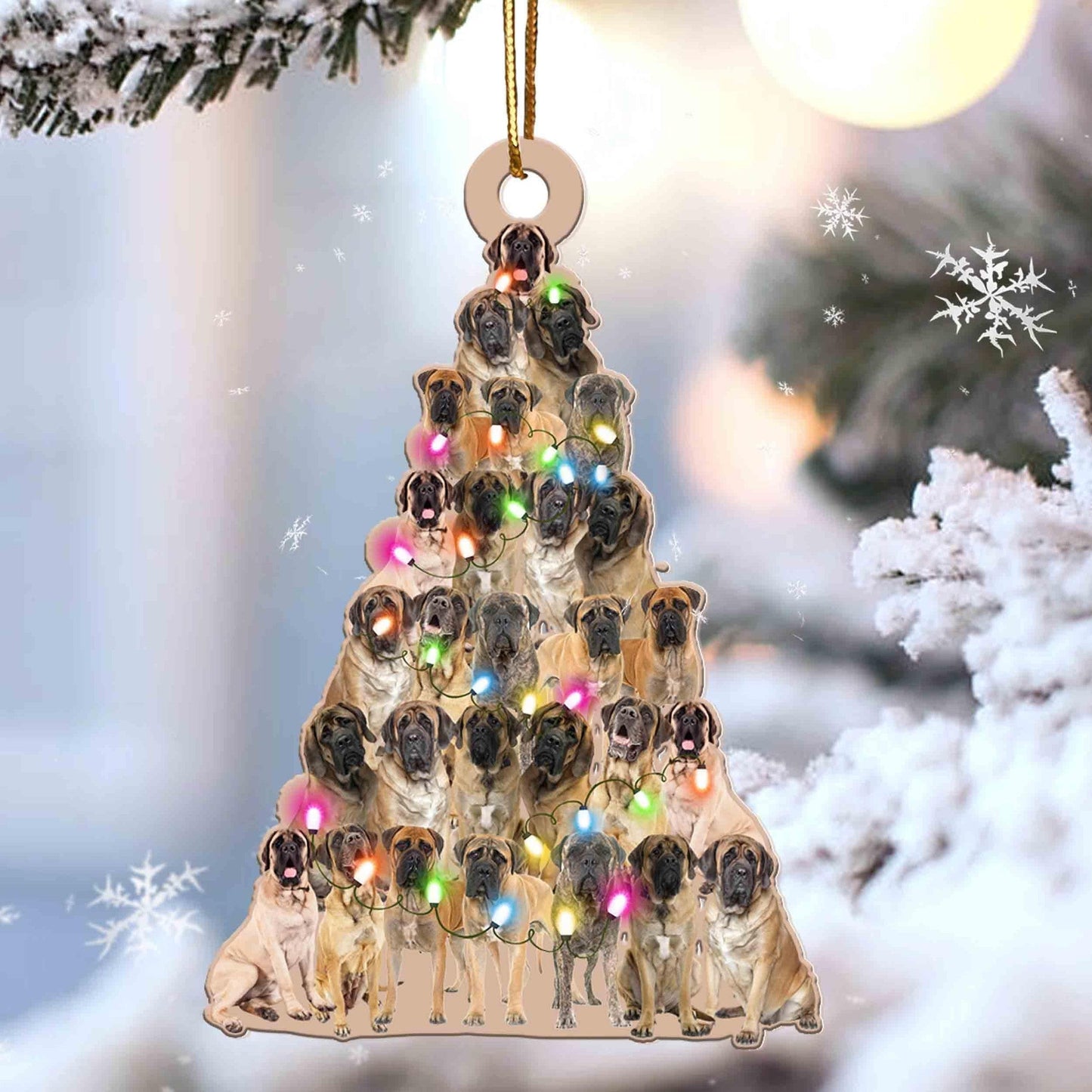 English Mastiff Christmas Tree Shaped Acrylic Ornament For English Mastiff Lovers OO3298