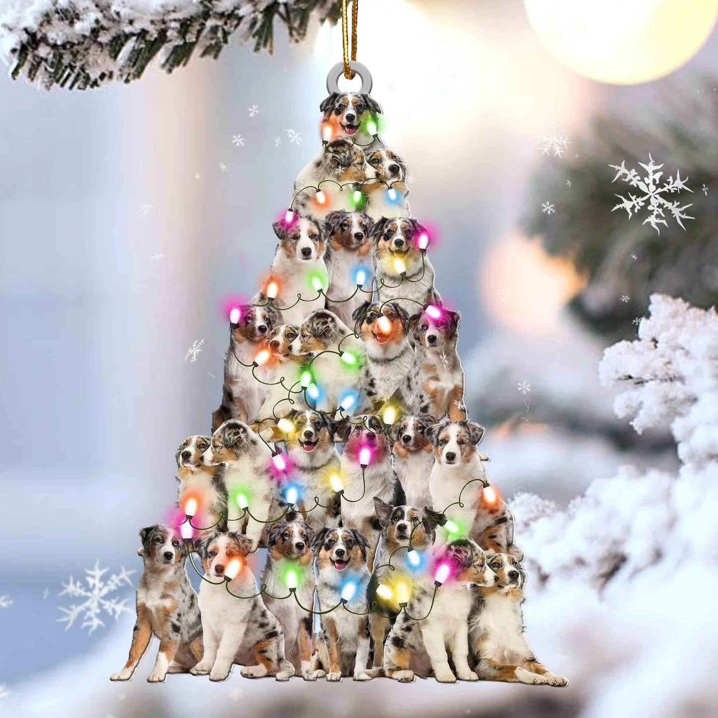 Australian Shepherd Christmas Tree Shaped Acrylic Ornament For Aussie Lovers OO3297