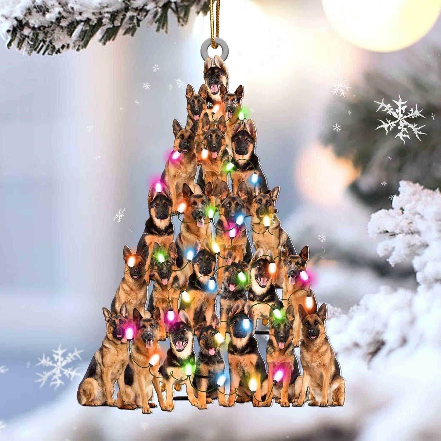 German Shepherd Christmas Tree Shaped Ornament For German Shepherd Lover Custom Acrylic Ornament For Dog Mom OO3295