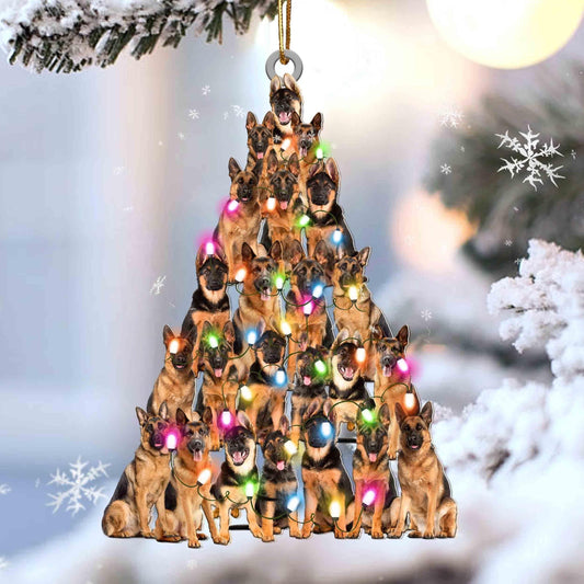 German Shepherd Christmas Tree Shaped Ornament For German Shepherd Lover Custom Acrylic Ornament For Dog Mom OO3295