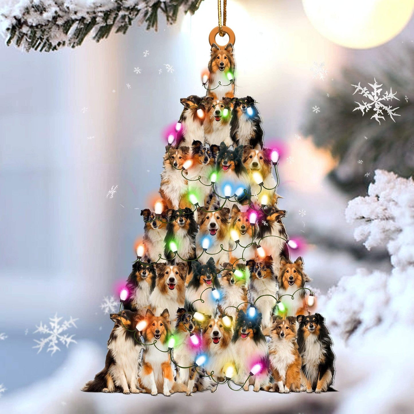 Sheltie Christmas Tree Shaped Ornament For Sheltie Lover Custom Acrylic Ornament For Dog Mom OO3302