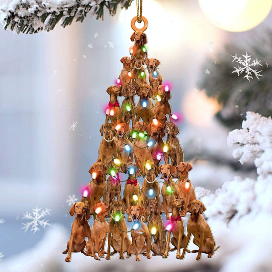 Vizsla Christmas Tree Shaped Acrylic Ornament For Vizsla Lovers OO3292