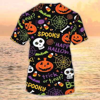 3D Spooky Shirt Trick Or Treat Full Print On Halloween Shirt Full Size TO1966