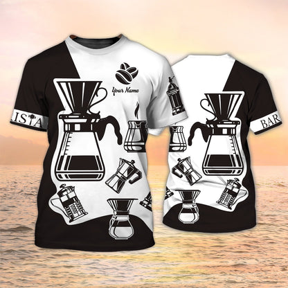 Coffee Tools Set Print Shirt Barista T Shirt Custom Coffe Shirt Black And White TO2150