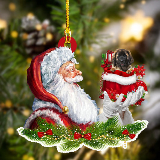 Leonberger and Santa Christmas Ornament for Dog Lovers, Dog Mom Acrylic Dog Ornament OO3247