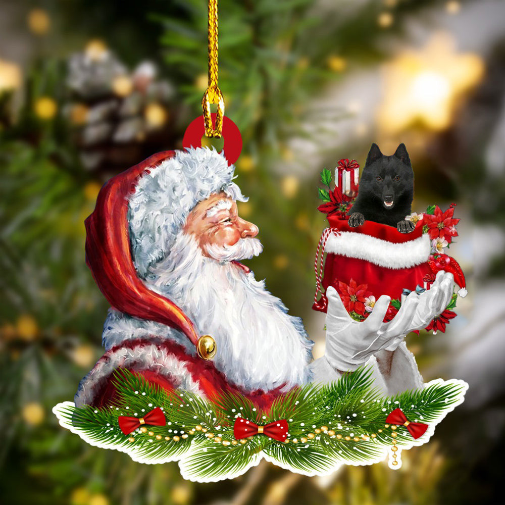 Schipperke and Santa Christmas Ornament for Dog Lovers, Dog Mom Acrylic Dog Ornament OO3235