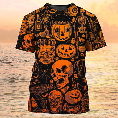 3D Skull Halloween Tshirt Full Of Skull On Shirt For Halloween Best Gift Halloween TO1975