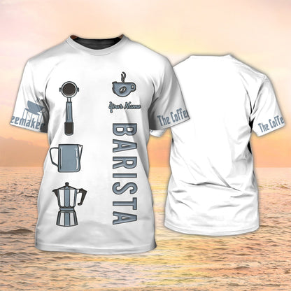 Barista Shirt Coffee Tools Set Print Shirt Coffeemaker Custom Tshirt White TO2152