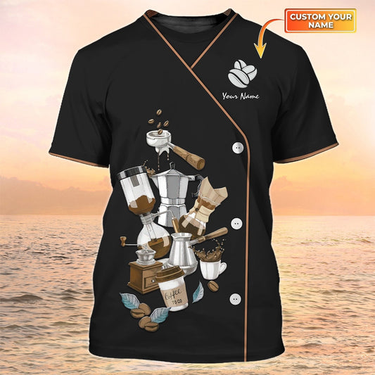 Barista Shirt Coffee Tools Set 3D All Over Print Shirt Coffee Lover Custom Tshirt For Bartender Barista Gift TO2151