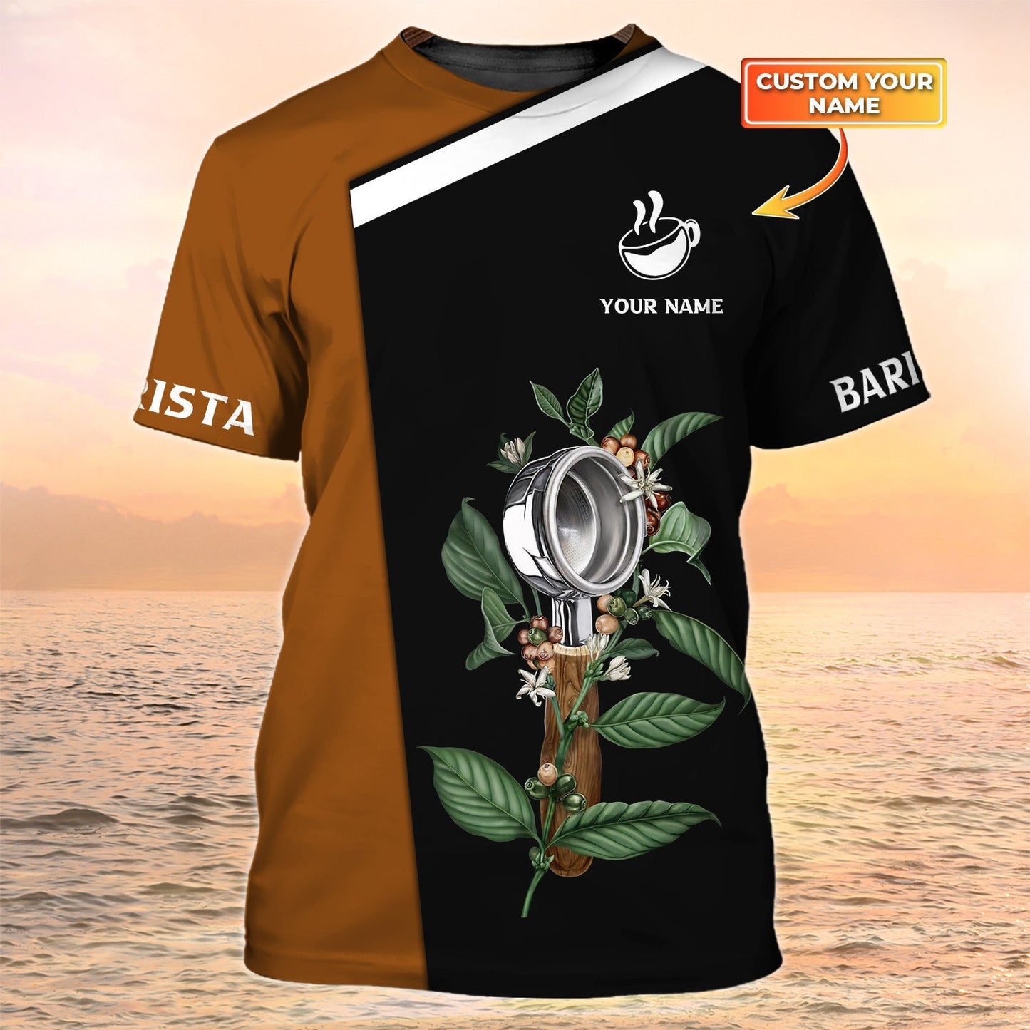 Barista Shirt Coffee Lover Custom Tshirt Coffee Portafilter 3D Print Shirt, Bartender T Shirt TO2149