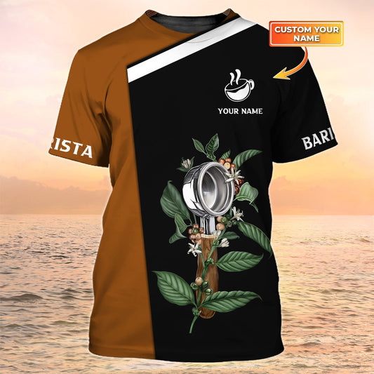 Barista Shirt Coffee Lover Custom Tshirt Coffee Portafilter 3D Print Shirt, Bartender T Shirt TO2149
