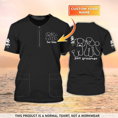 Pet Groomer T Shirt Grooming Custom Shirts Pet Salon Uniform Black TO2105