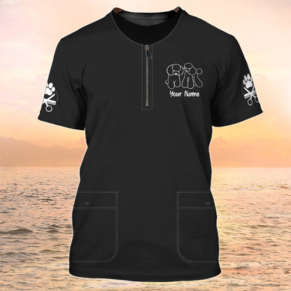 Pet Groomer T Shirt Grooming Custom Shirts Pet Salon Uniform Black TO2105
