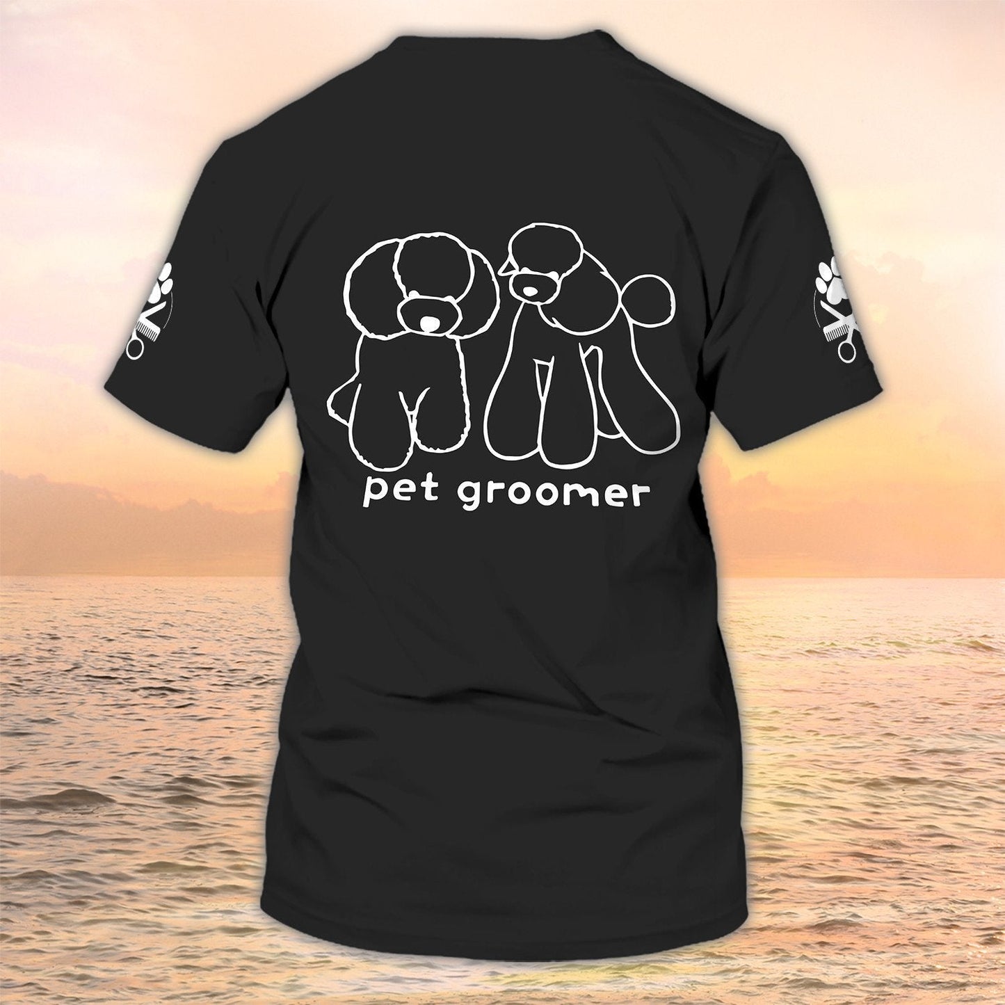 Pet Groomer T Shirt Grooming Custom Shirts Pet Salon Uniform Black TO2105