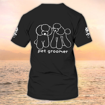 Pet Groomer T Shirt Grooming Custom Shirts Pet Salon Uniform Black TO2105