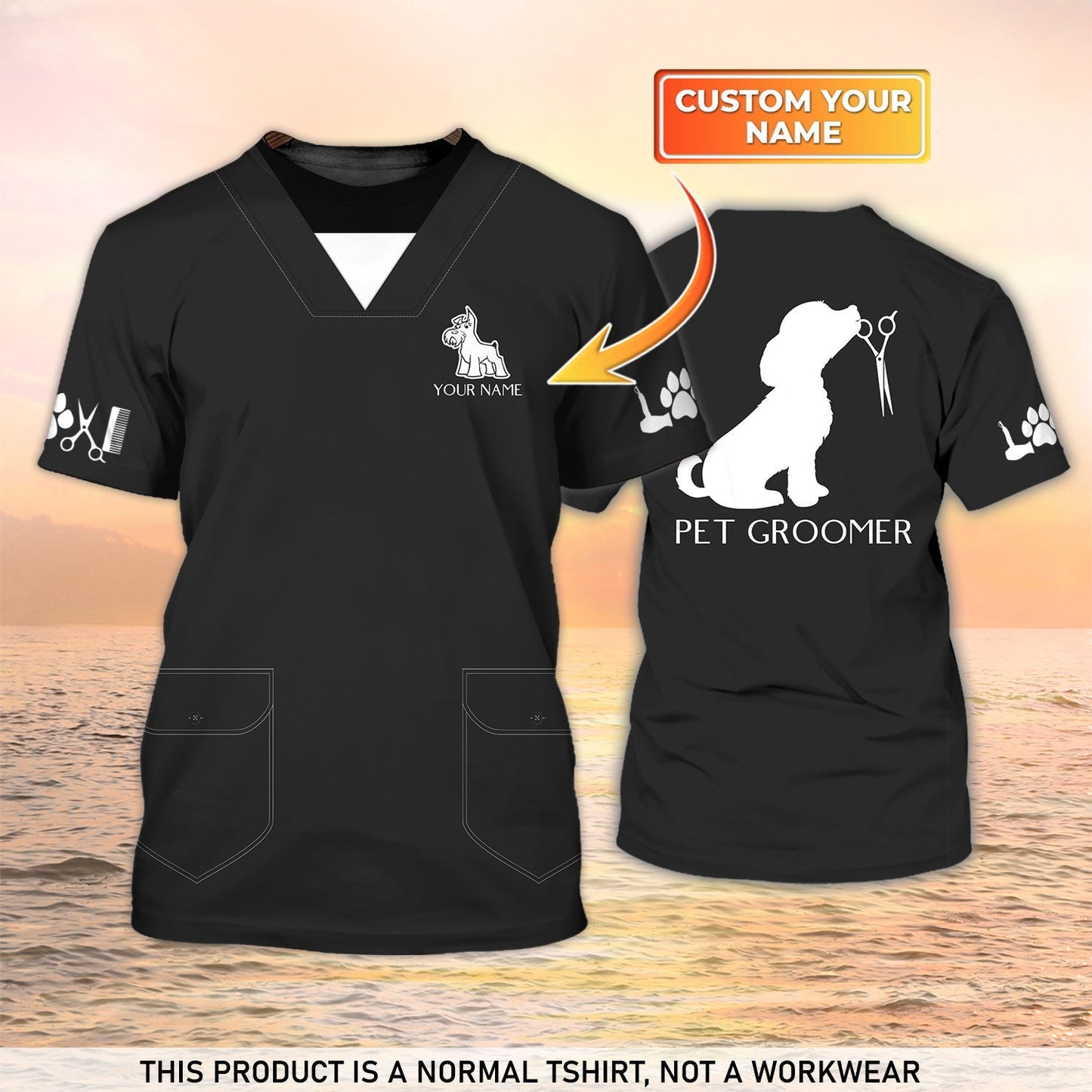 Pet Groomer Shirts Grooming Custom Shirts Pet Salon Uniform Black TO2107