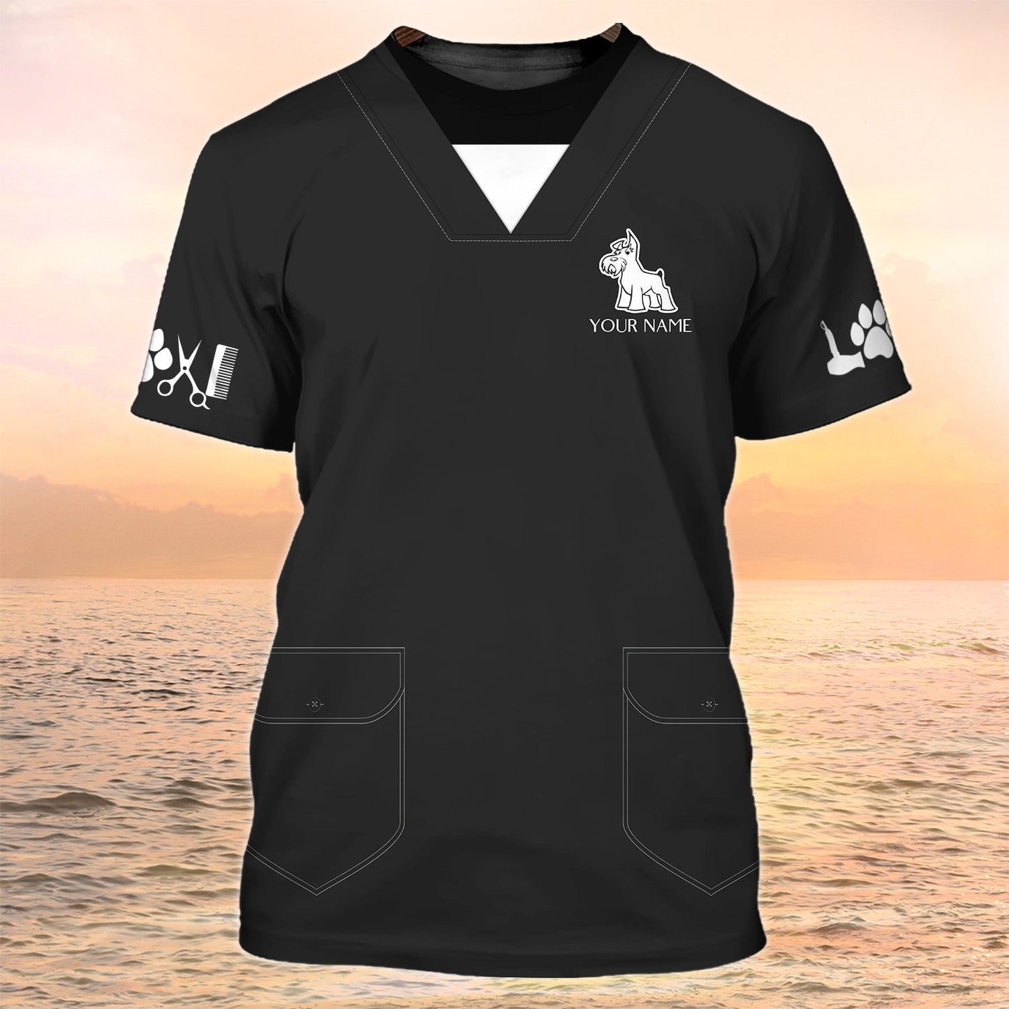 Pet Groomer Shirts Grooming Custom Shirts Pet Salon Uniform Black TO2107