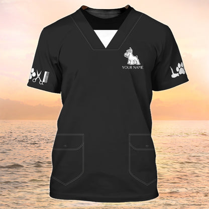 Pet Groomer Shirts Grooming Custom Shirts Pet Salon Uniform Black TO2107