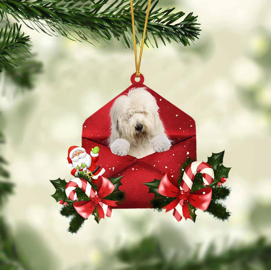 Old English Sheepdog Christmas Letter Shaped Ornament , Acrylic Dog Christmas Ornament Xmas Dog Gifts OO3221
