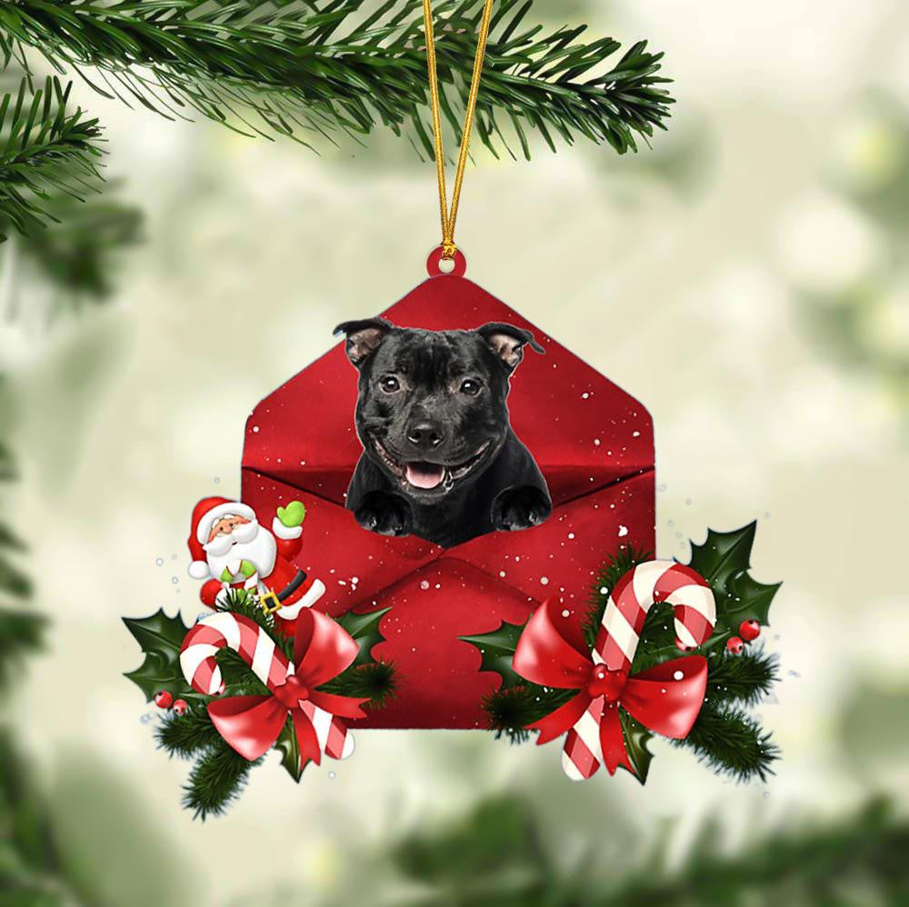 Staffordshire Bull Terrier Christmas Letter Shaped Ornament , Acrylic Dog Christmas Ornament Xmas Dog Gifts OO3209