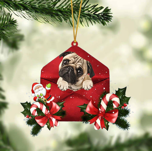 Pug Christmas Letter Shaped Ornament , Acrylic Dog Christmas Ornament Xmas Dog Gifts OO3215