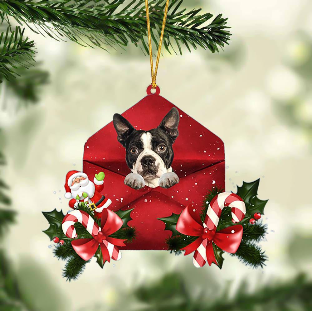 Boston Terrier Christmas Letter Shaped Ornament , Acrylic Dog Christmas Ornament Xmas Dog Gifts OO3211