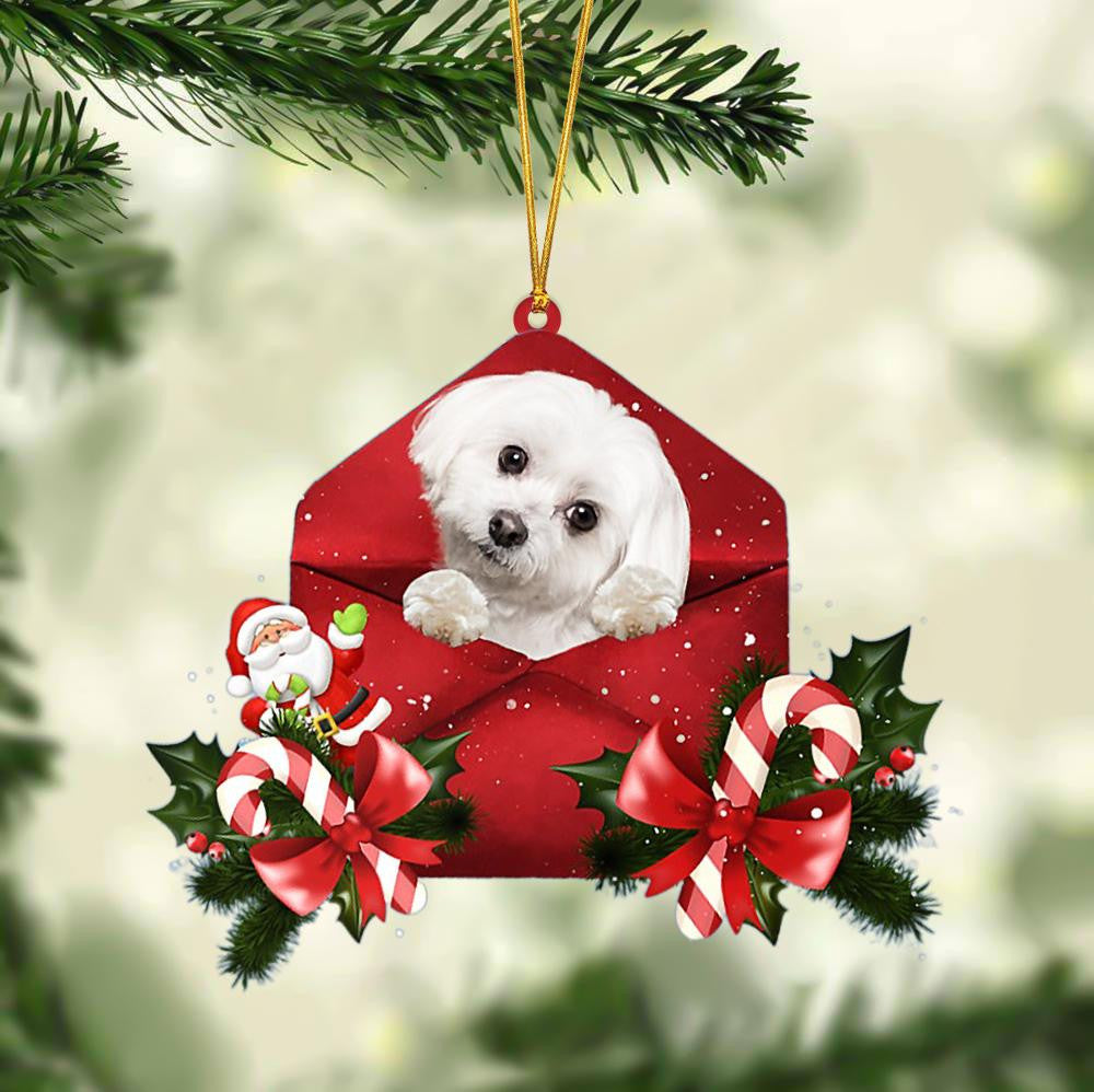 Maltese Christmas Letter Shaped Ornament , Acrylic Dog Christmas Ornament Xmas Dog Gifts OO3218