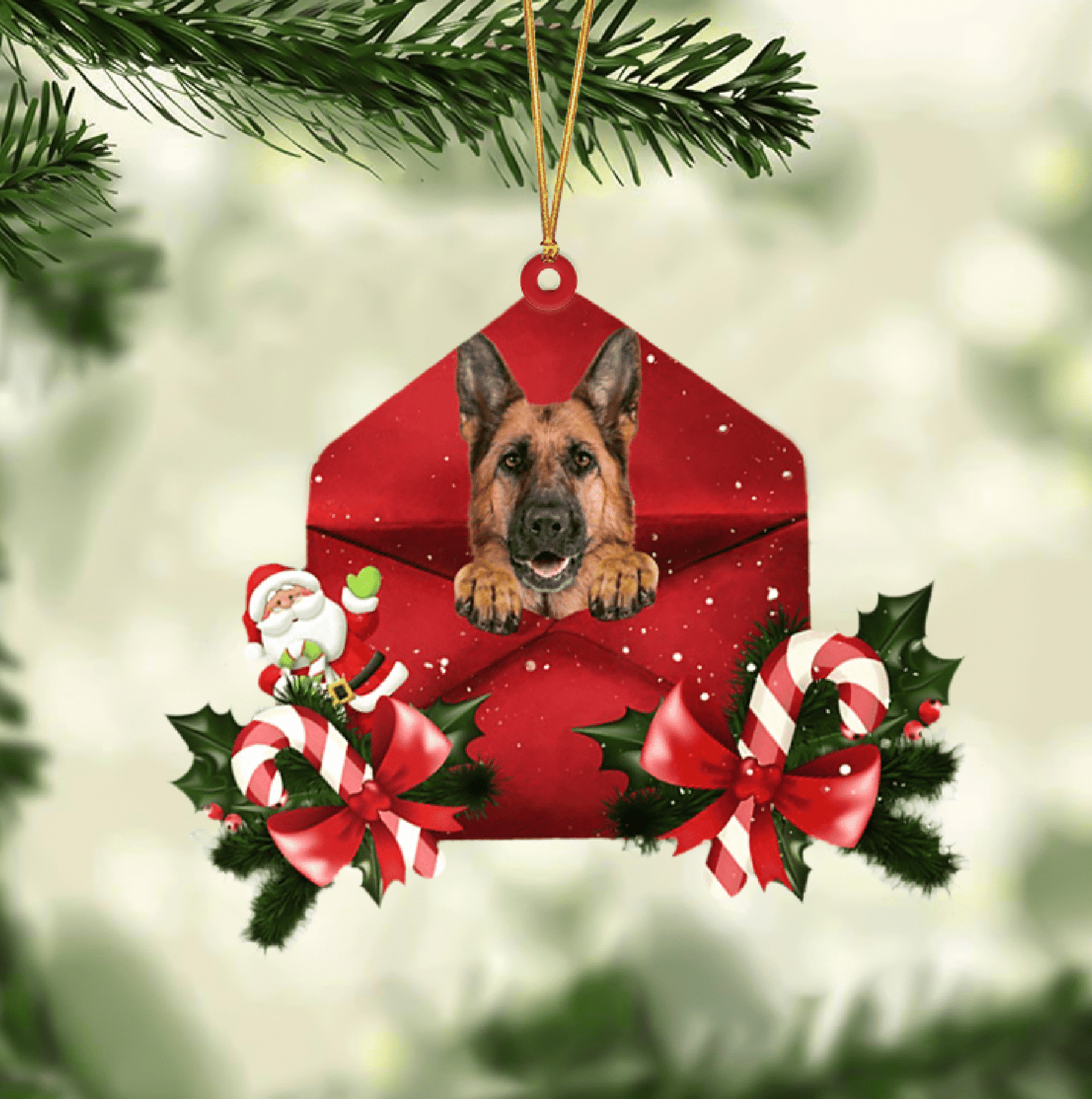 German Shepherd Christmas Letter Shaped Ornament , Acrylic Dog Christmas Ornament Xmas Dog Gifts OO3212
