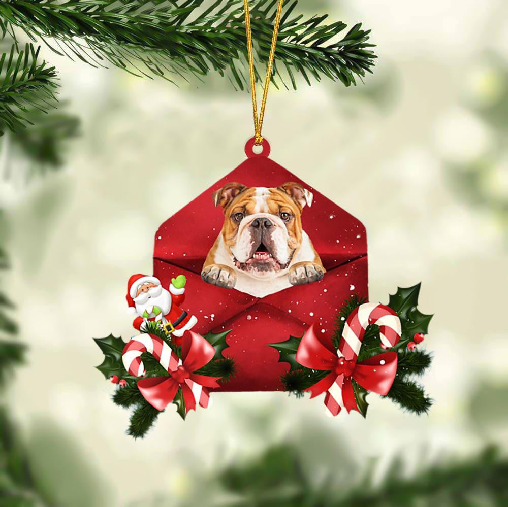 English Bulldog Christmas Letter Shaped Ornament , Acrylic Dog Christmas Ornament Xmas Dog Gifts OO3184