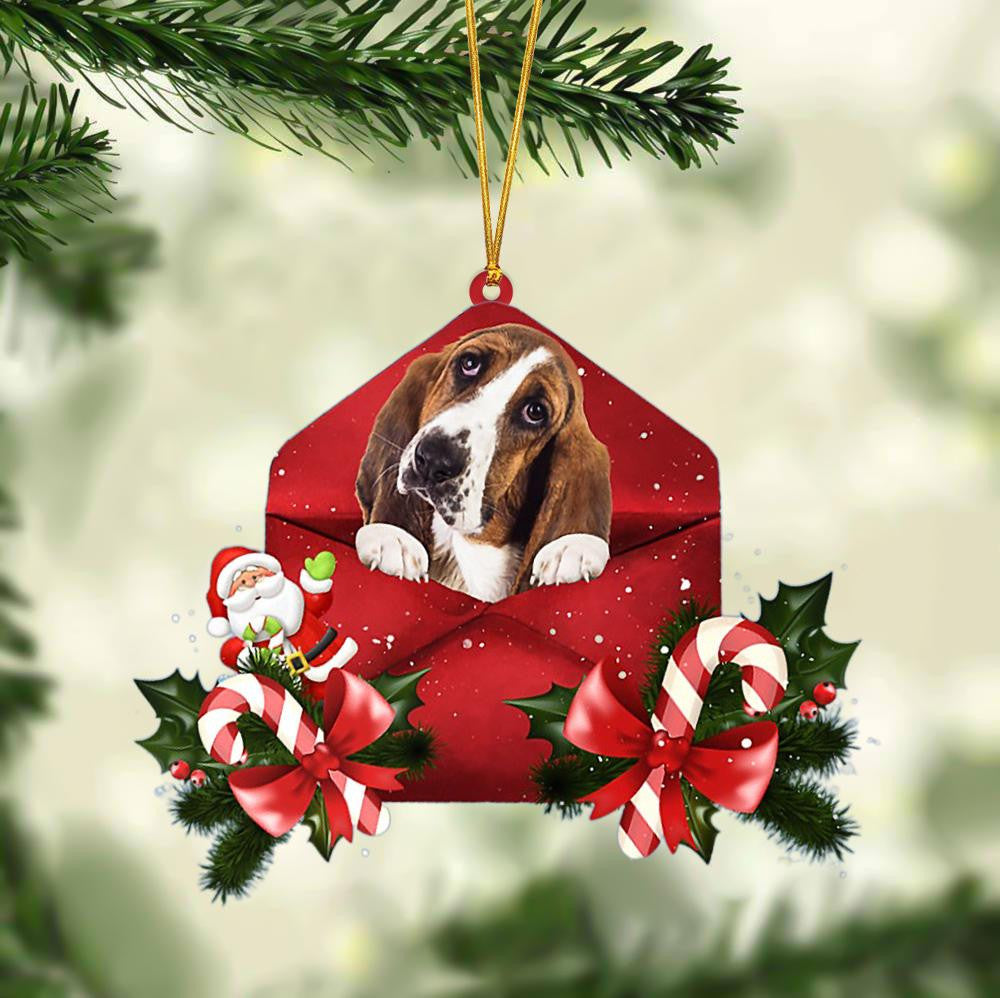 Basset Hound Christmas Letter Shaped Ornament , Acrylic Dog Christmas Ornament Xmas Dog Gifts OO3174