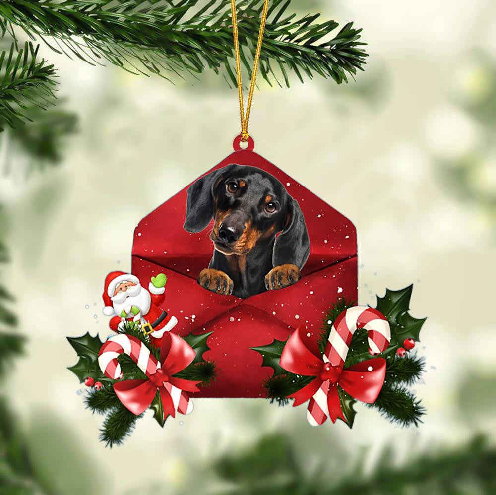 Dachshund Christmas Letter Shaped Ornament , Acrylic Dog Christmas Ornament Xmas Dog Gifts OO3164