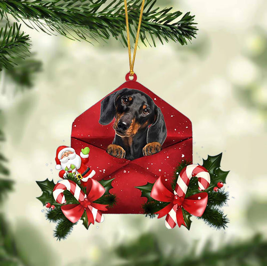 Dachshund Christmas Letter Shaped Ornament , Acrylic Dog Christmas Ornament Xmas Dog Gifts OO3164