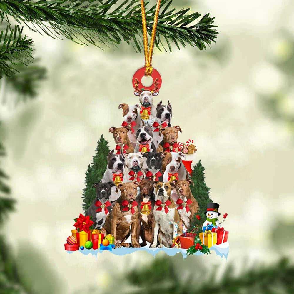 American Pit Bull Terrier Dog Christmas Tree Ornament Dog Gifts Acrylic Ornament Dog Gifts Acrylic Ornament OO3136