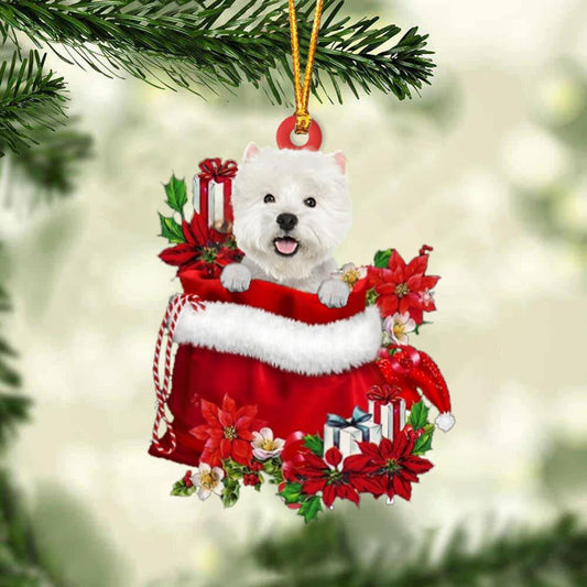 West Highland White Terrier In Gift Bag Christmas Ornament for Dog Lovers Made by Acrylic OO3044