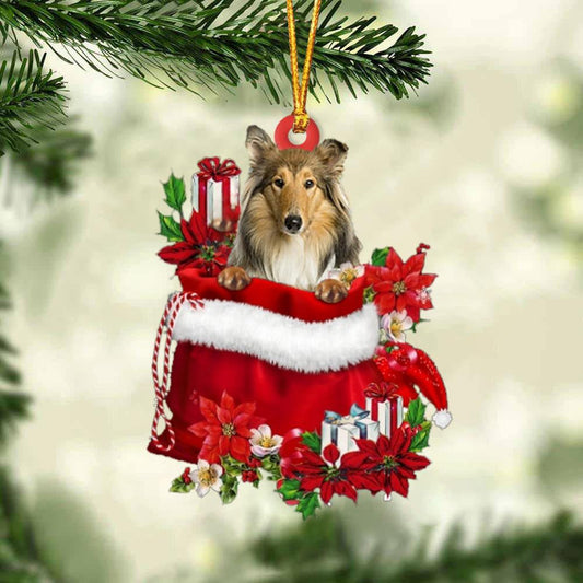 Scotch Collie In Gift Bag Christmas Ornament for Dog Lovers Made by Acrylic OO3048