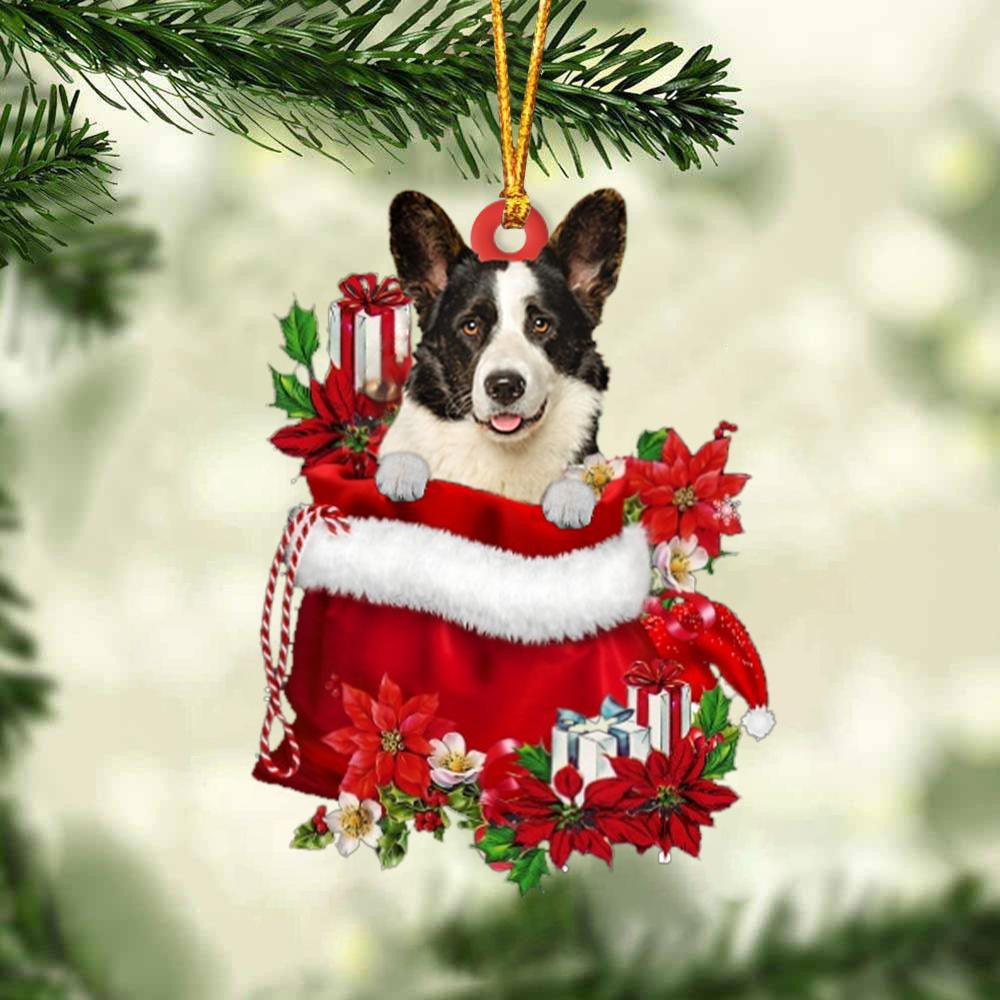 Welsh Corgi In Gift Bag Christmas Ornament for Dog Lovers Made by Acrylic OO3034