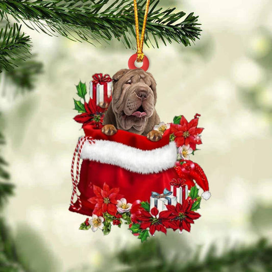 Shar Pei In Gift Bag Christmas Ornament for Dog Lovers Made by Acrylic OO3016