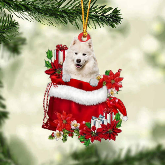 Samoyed In Gift Bag Christmas Ornament for Dog Lovers Made by Acrylic OO3040