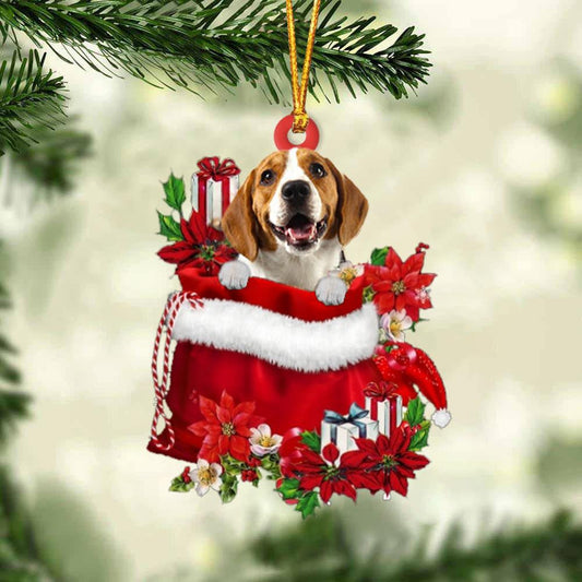 Beagle In Gift Bag Christmas Ornament for Dog Lovers Made by Acrylic OO3020