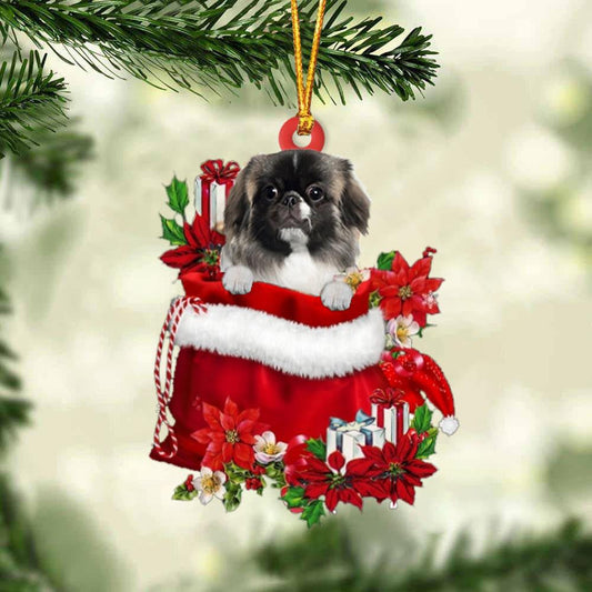 Pekingese In Gift Bag Christmas Ornament for Dog Lovers Made by Acrylic OO3021