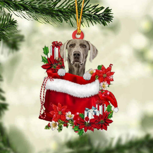 Weimaraner In Gift Bag Christmas Ornament for Dog Lovers Made by Acrylic OO3022
