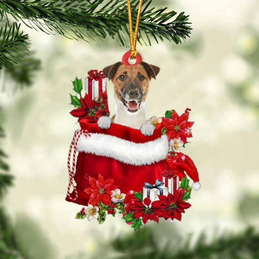 Fox Terrier In Gift Bag Christmas Ornament for Dog Lovers Made by Acrylic OO3001