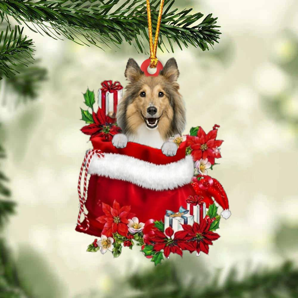 Shetland Sheepdog In Gift Bag Christmas Ornament for Dog Lovers Made by Acrylic OO3008