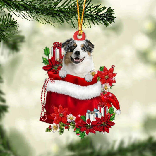 Australian Shepherd In Gift Bag Christmas Ornament for Dog Lovers Made by Acrylic OO3009