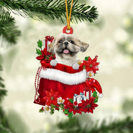 Shih Tzu In Gift Bag Christmas Ornament for Dog Lovers Made by Acrylic OO3012