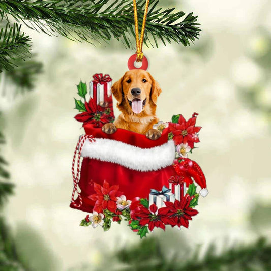 Golden Retriever In Gift Bag Christmas Ornament for Dog Lovers Made by Acrylic OO3000